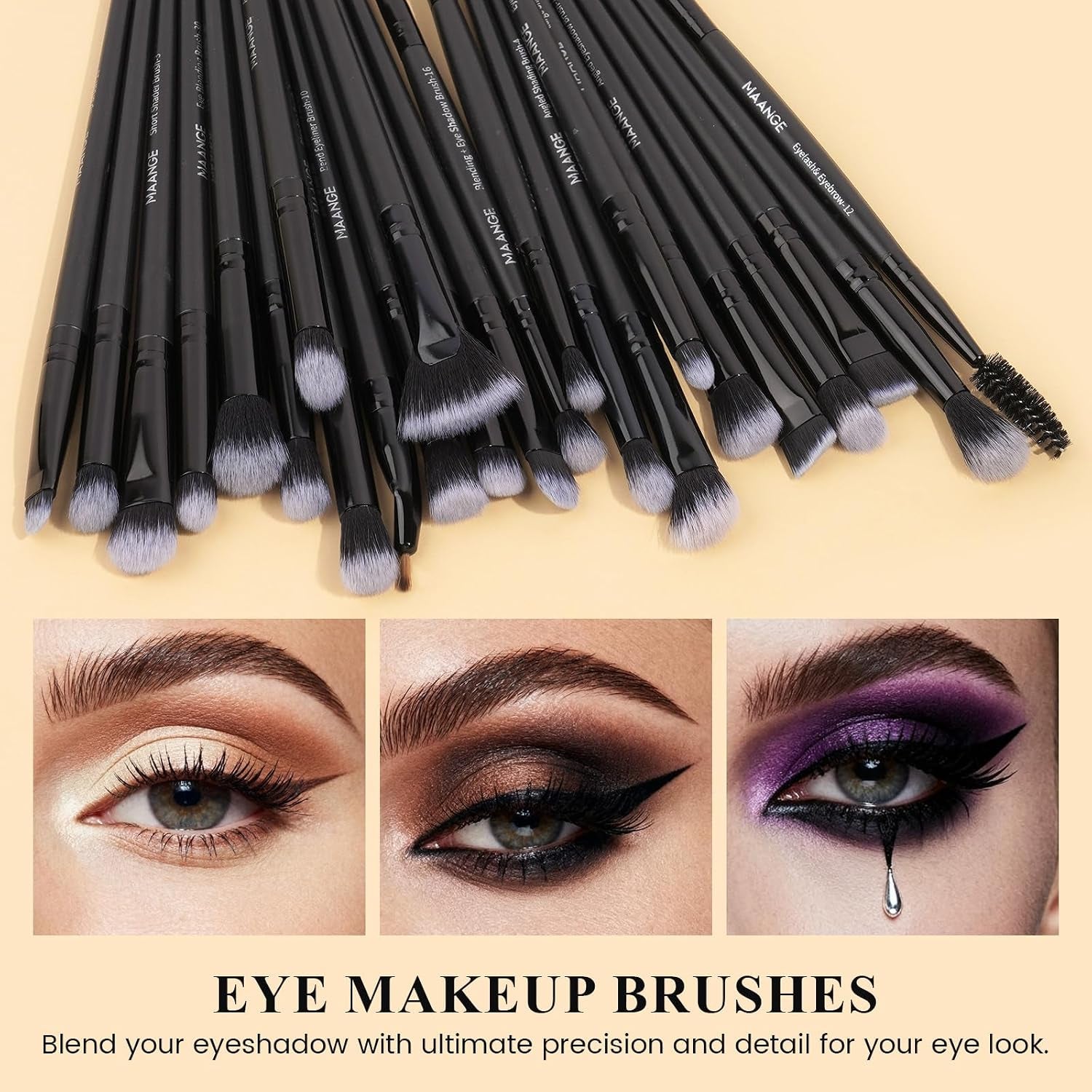 Eye Makeup Brushes, 41 Pcs Premium Synthetic Precision Makeup Brush Set Contour Blush Concealers Eyeshadow Eyeliner Blending Make up Brush Kit (Black, 41 Piece Set)
