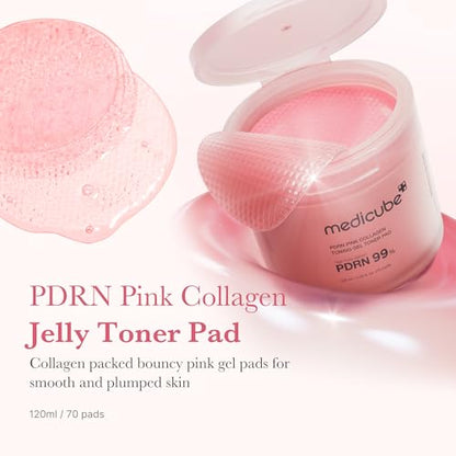 Pink PDRN Day & Night Gel Duo: Salmon DNA PDRN Pink Collagen Jelly Gel Mask (4Ea) and Collagen Jelly Pad