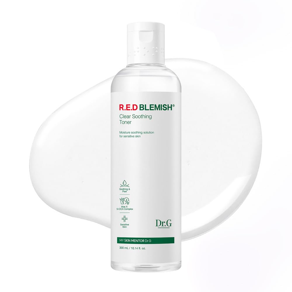 Dr. G R.E.D. Blemish Clear Soothing Toner - Korean Soothing Toner for Glowing Skin - Soothes Irritation Clear Skin - Mild Exfoliant - with AHA, BHA & Centella Asiatica - 10.14 Fl Oz