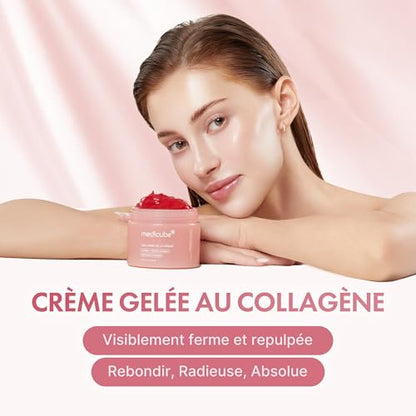 Pink Skincare Set for Glass Glow Skin: Booster Pro Pink and Collagen Jelly Cream 110Ml | 6-IN-1 Real Glass Glow Beauty Massager | Niacinamide & Freeze-Dried Hydrolyzed Collagen | Skincare Set