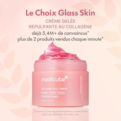 Pink Skincare Set for Glass Glow Skin: Booster Pro Pink and Collagen Jelly Cream 110Ml | 6-IN-1 Real Glass Glow Beauty Massager | Niacinamide & Freeze-Dried Hydrolyzed Collagen | Skincare Set