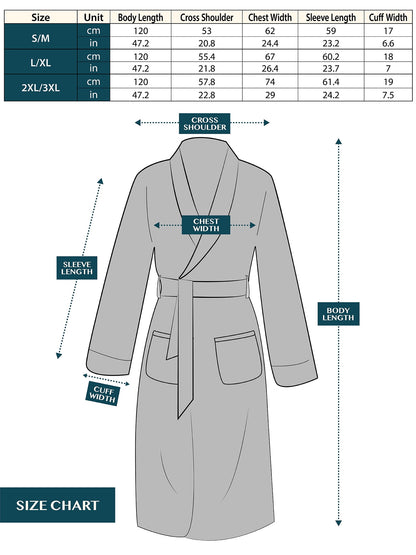 Soft Plush Women Fleece Robe, Light Grey Cozy Bathrobe, Female Long Spa Robe, Warm Housecoat, Satin Waffle Trim, S/M