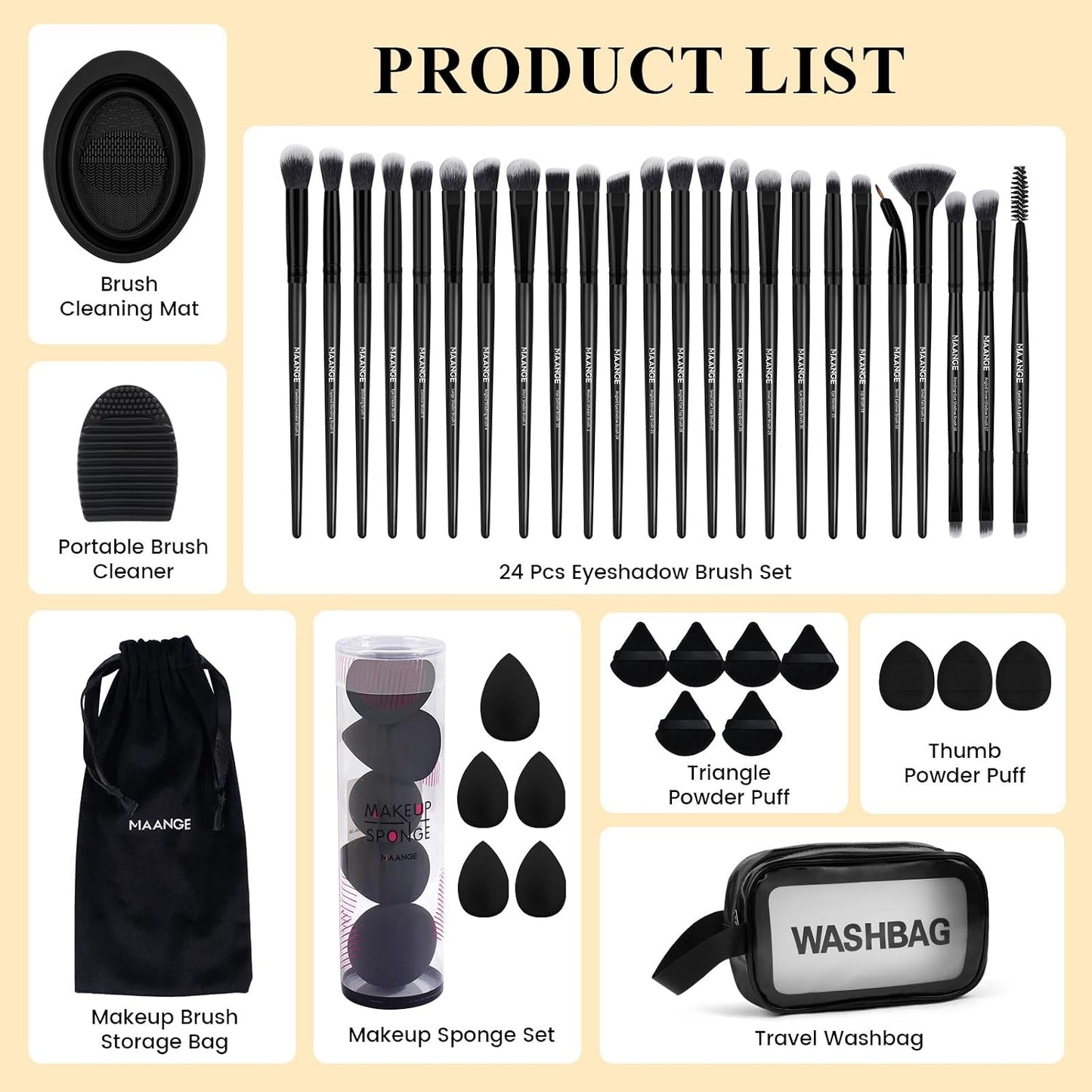 Eye Makeup Brushes, 41 Pcs Premium Synthetic Precision Makeup Brush Set Contour Blush Concealers Eyeshadow Eyeliner Blending Make up Brush Kit (Black, 41 Piece Set)