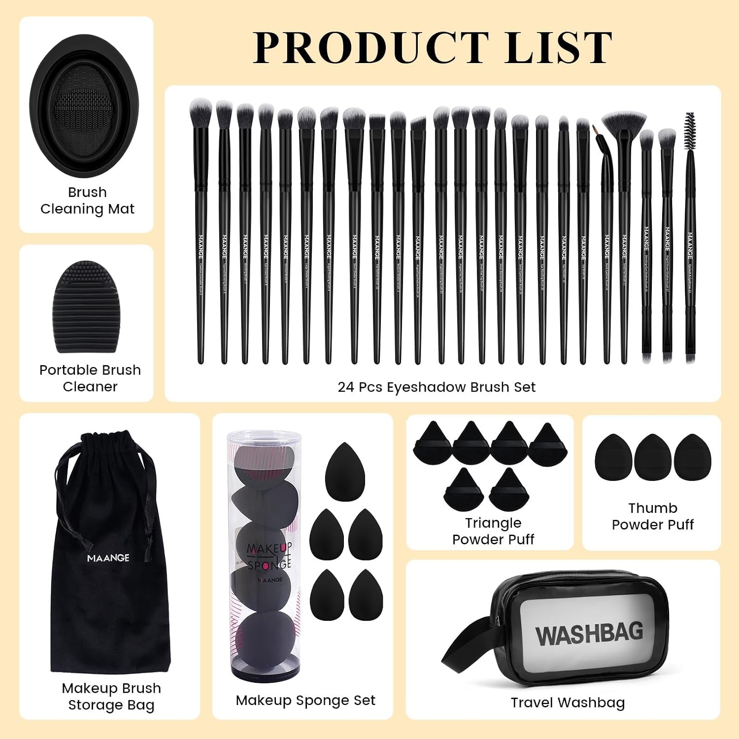 Eye Makeup Brushes, 41 Pcs Premium Synthetic Precision Makeup Brush Set Contour Blush Concealers Eyeshadow Eyeliner Blending Make up Brush Kit (Black, 41 Piece Set)