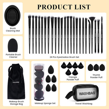 Eye Makeup Brushes, 41 Pcs Premium Synthetic Precision Makeup Brush Set Contour Blush Concealers Eyeshadow Eyeliner Blending Make up Brush Kit (Black, 41 Piece Set)
