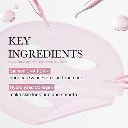 Pink PDRN Day & Night Gel Duo: Salmon DNA PDRN Pink Collagen Jelly Gel Mask (4Ea) and Collagen Jelly Pad