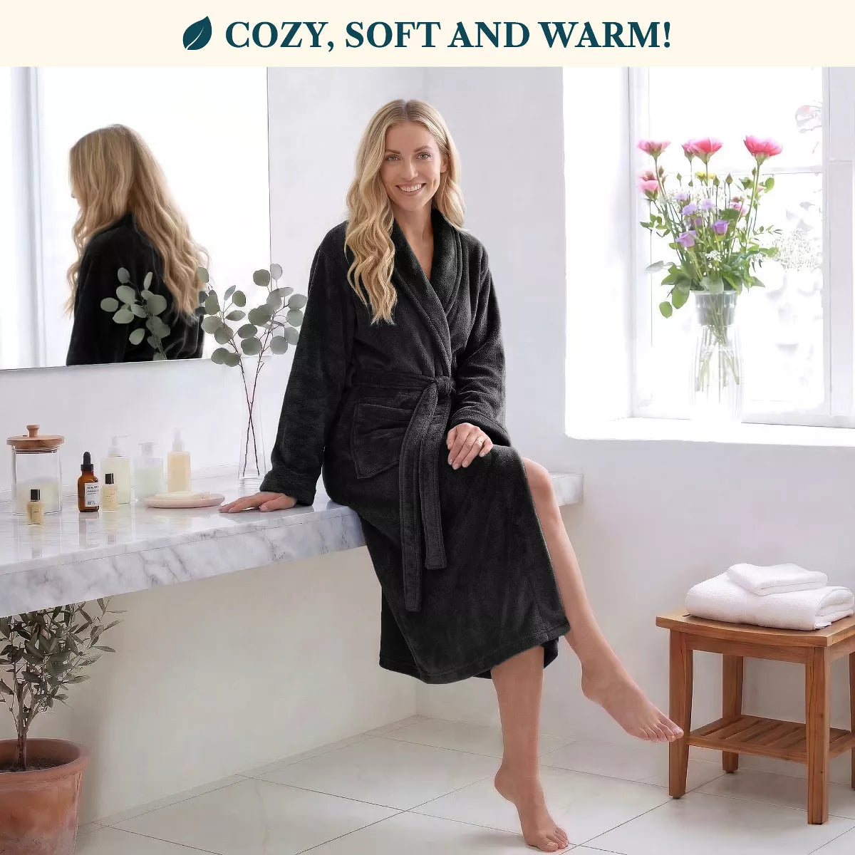PAVILIA Womens Robe Fleece Plush Soft, Fluffy Fuzzy Cozy Warm Lightweight Bathrobe, Shower Spa House Long