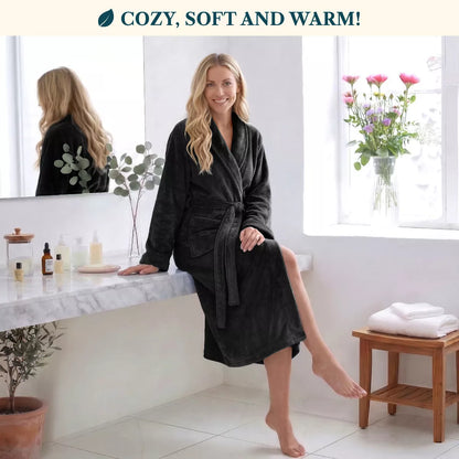 PAVILIA Womens Robe Fleece Plush Soft, Fluffy Fuzzy Cozy Warm Lightweight Bathrobe, Shower Spa House Long