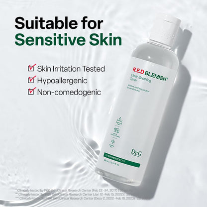Dr. G R.E.D. Blemish Clear Soothing Toner - Korean Soothing Toner for Glowing Skin - Soothes Irritation Clear Skin - Mild Exfoliant - with AHA, BHA & Centella Asiatica - 10.14 Fl Oz