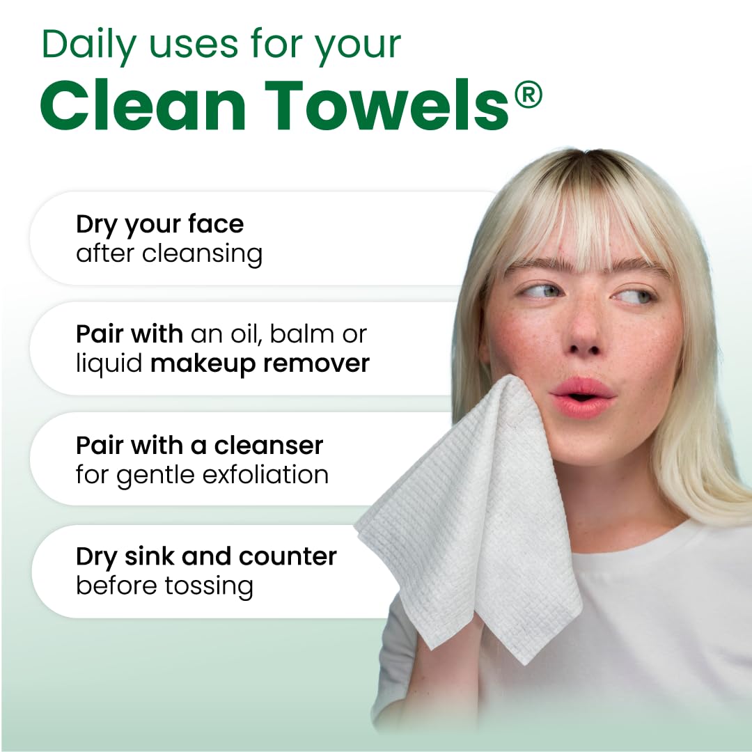 Sensitive Skin Clean Towels® XL, Ultra-Soft Disposable Face Dry Wipes Infused with Aloe & Glycerin, XL - 1 Pack (50 Count)