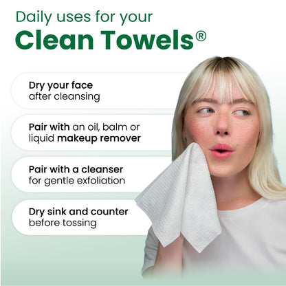 Sensitive Skin Clean Towels® XL, Ultra-Soft Disposable Face Dry Wipes Infused with Aloe & Glycerin, XL - 1 Pack (50 Count)