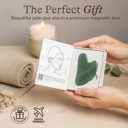 Jade Gua Sha Facial Tools - Depuffer & Massager Tool | Lymphatic Drainage & Jawline Sculpting, Gift Set Guasha Tool for Face, Skin Care Tools