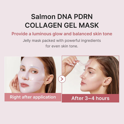 Pink PDRN Day & Night Gel Duo: Salmon DNA PDRN Pink Collagen Jelly Gel Mask (4Ea) and Collagen Jelly Pad