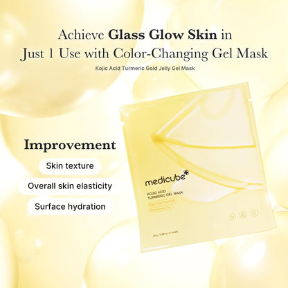 Color-Changing Jelly Mask Set for Uneven Skin Tone & Radiant Glow: Salmon DNA PDRN Pink Collagen Jelly Gel Mask (4Ea) and Kojic Acid Turmeric Brightening Gold Jelly Gel Mask (4Ea)