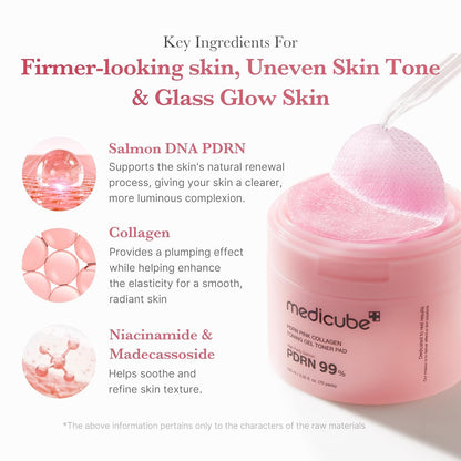 Pink PDRN Day & Night Gel Duo: Salmon DNA PDRN Pink Collagen Jelly Gel Mask (4Ea) and Collagen Jelly Pad