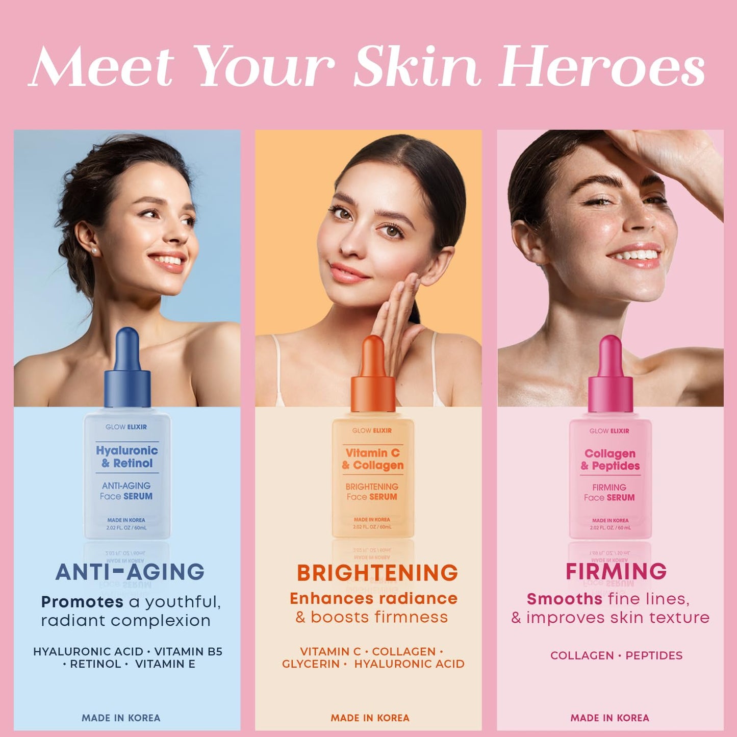 Collagen & Peptides Face Serum – Firming & Wrinkle Serum for Skin Repair, Fine Lines & Deep Wrinkle Treatment – Dermatologist Tested anti Aging Korean Skin Care – Clean Beauty – 2.02 Fl Oz