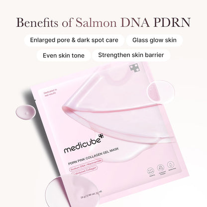 Pink PDRN Day & Night Gel Duo: Salmon DNA PDRN Pink Collagen Jelly Gel Mask (4Ea) and Collagen Jelly Pad