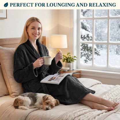 PAVILIA Womens Robe Fleece Plush Soft, Fluffy Fuzzy Cozy Warm Lightweight Bathrobe, Shower Spa House Long