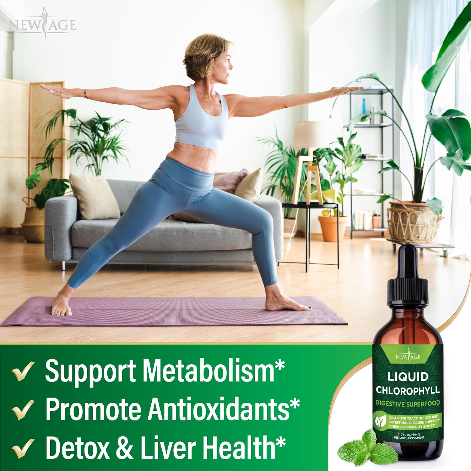 Chlorophyll Liquid Drops - Natural Concentrate – Energy Booster, Digestion and Immune System Supports, Internal Deodorant, Liver Function - (2 Fl Oz (Pack of 1))