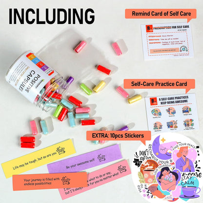 Positive Messages in a Bottle (60+ Positive Affirmations), Self Care Gifts for Women Men, Daily Positivity Self Care Kit with Pre-Written Inspirational Messages for Relaxation Mindful Calm