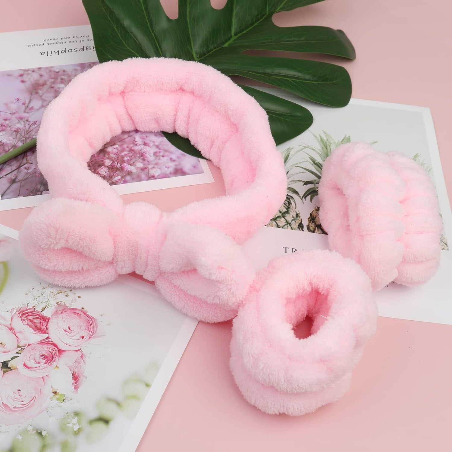 Face Wash Headband 3 Pack Head and Wrist Bands for Washing Face Spa Headband Soft Makeup Headband