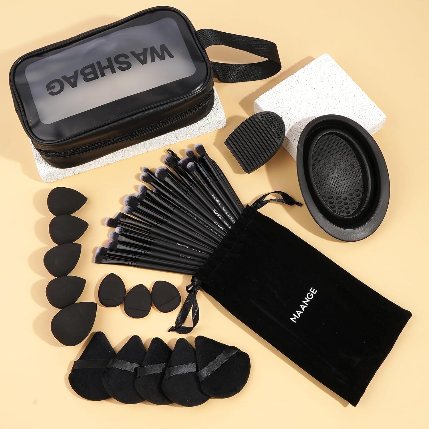 Eye Makeup Brushes, 41 Pcs Premium Synthetic Precision Makeup Brush Set Contour Blush Concealers Eyeshadow Eyeliner Blending Make up Brush Kit (Black, 41 Piece Set)