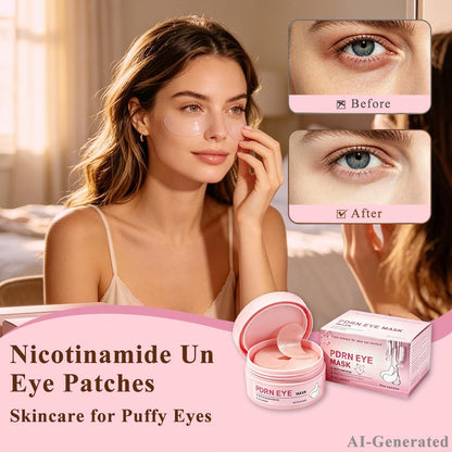 Nicotinamide under Eye Patches (60 Pairs),Pdrn Retinal Eye Patches, Skincare for Puffy Eyes,Fine Lines,Dark Circles,Bags & Wrinkles with Collagen & Hyaluronic Acid (Light Pink)