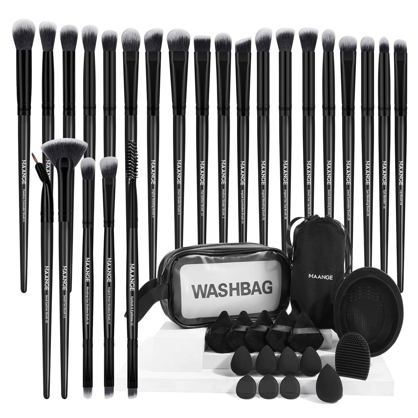 Eye Makeup Brushes, 41 Pcs Premium Synthetic Precision Makeup Brush Set Contour Blush Concealers Eyeshadow Eyeliner Blending Make up Brush Kit (Black, 41 Piece Set)