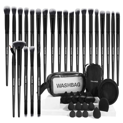Eye Makeup Brushes, 41 Pcs Premium Synthetic Precision Makeup Brush Set Contour Blush Concealers Eyeshadow Eyeliner Blending Make up Brush Kit (Black, 41 Piece Set)
