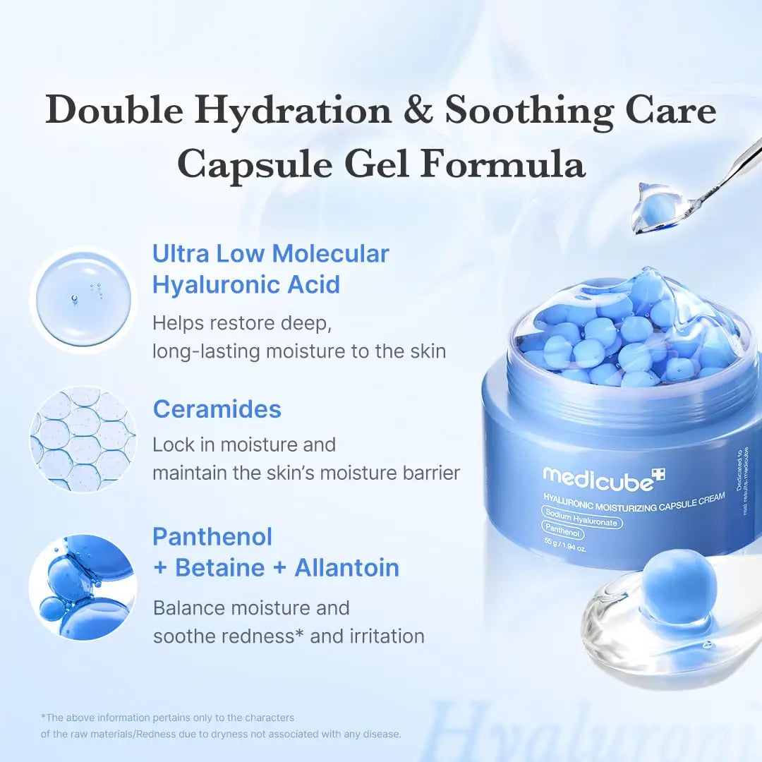Medicube Capsule Cream with Lasting Hydration Barrier Care Calming Daily Facial Moisturizer for All Skin Types Korean Skincare