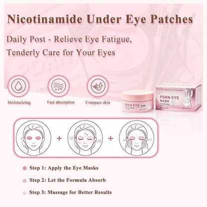 Nicotinamide under Eye Patches (60 Pairs),Pdrn Retinal Eye Patches, Skincare for Puffy Eyes,Fine Lines,Dark Circles,Bags & Wrinkles with Collagen & Hyaluronic Acid (Light Pink)