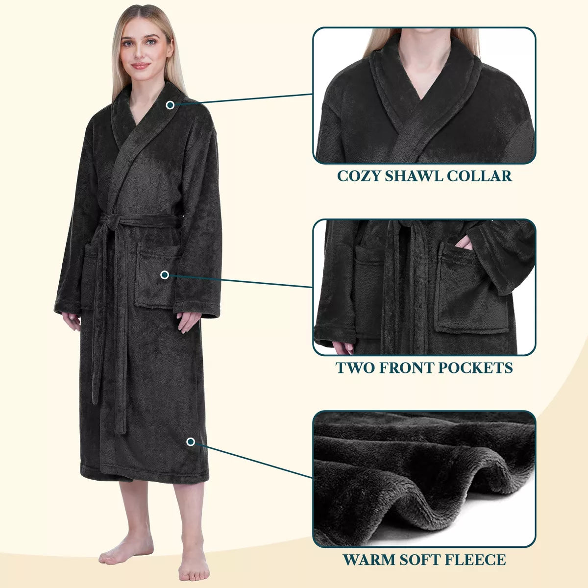 PAVILIA Womens Robe Fleece Plush Soft, Fluffy Fuzzy Cozy Warm Lightweight Bathrobe, Shower Spa House Long