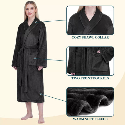 PAVILIA Womens Robe Fleece Plush Soft, Fluffy Fuzzy Cozy Warm Lightweight Bathrobe, Shower Spa House Long