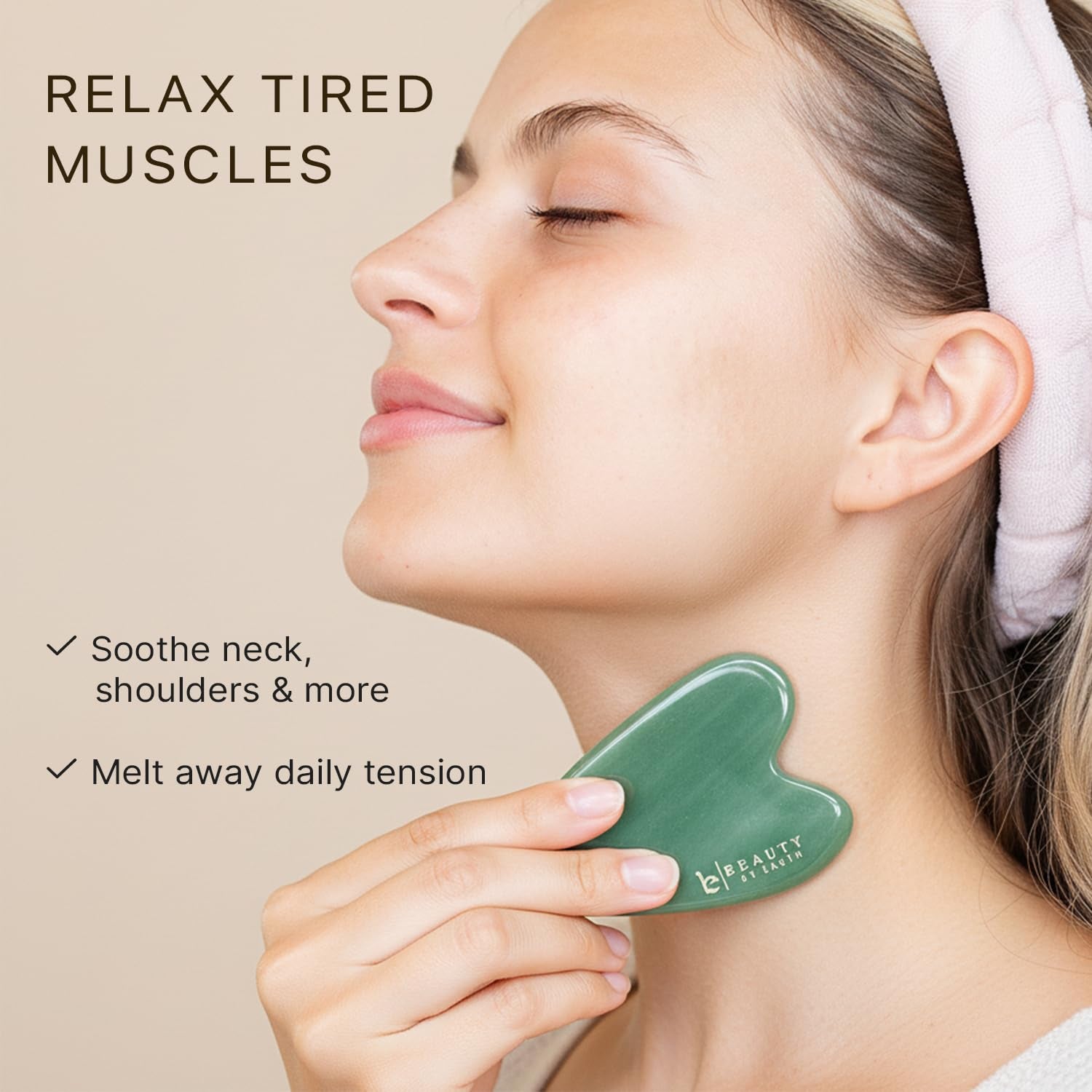 Jade Gua Sha Facial Tools - Depuffer & Massager Tool | Lymphatic Drainage & Jawline Sculpting, Gift Set Guasha Tool for Face, Skin Care Tools