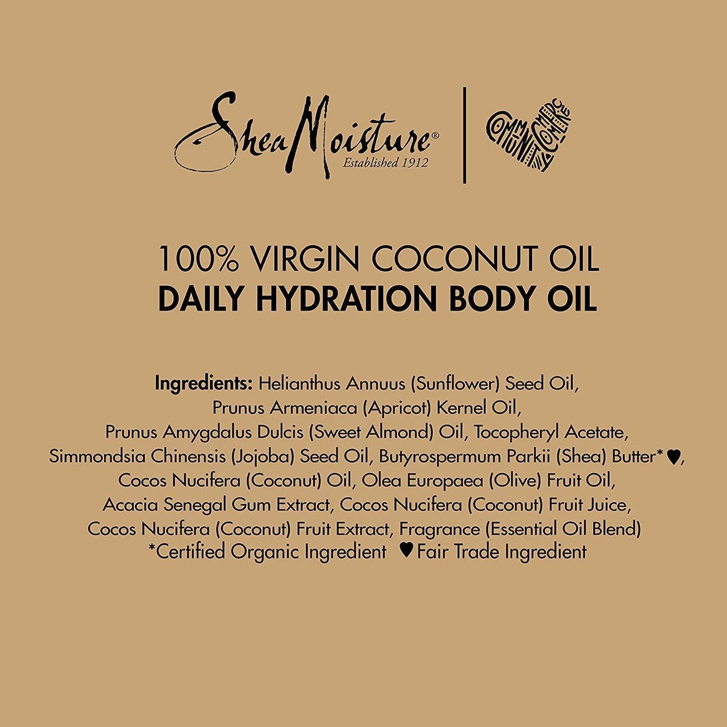 Sheamoisture Daily Hydration Body Oil Virgin Coconut Oil 8 Oz | for Dry Skin Paraben Free