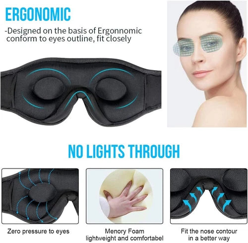 Sleep Mask with Bluetooth Headphones, 3D Sleep Mask Wireless Music Eye Mask